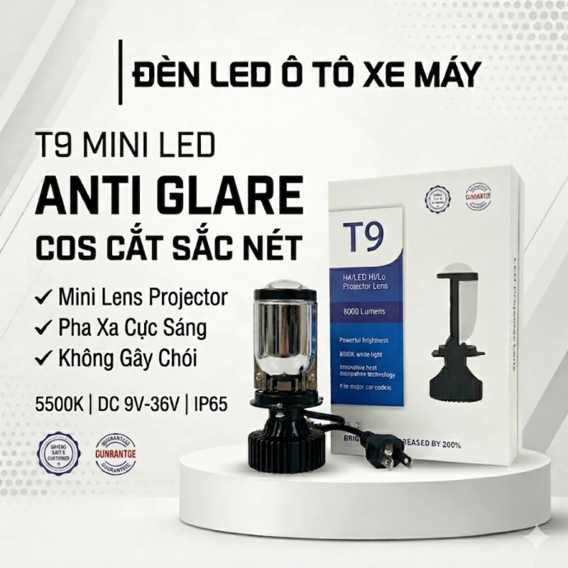 Đèn LED Bi Cầu Mini T9 Chân H4 Siêu Sáng 6000 Lumens